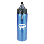 Branded 800ml Aluminium Sports Bottle with Fold-Out Sipper in Cyan