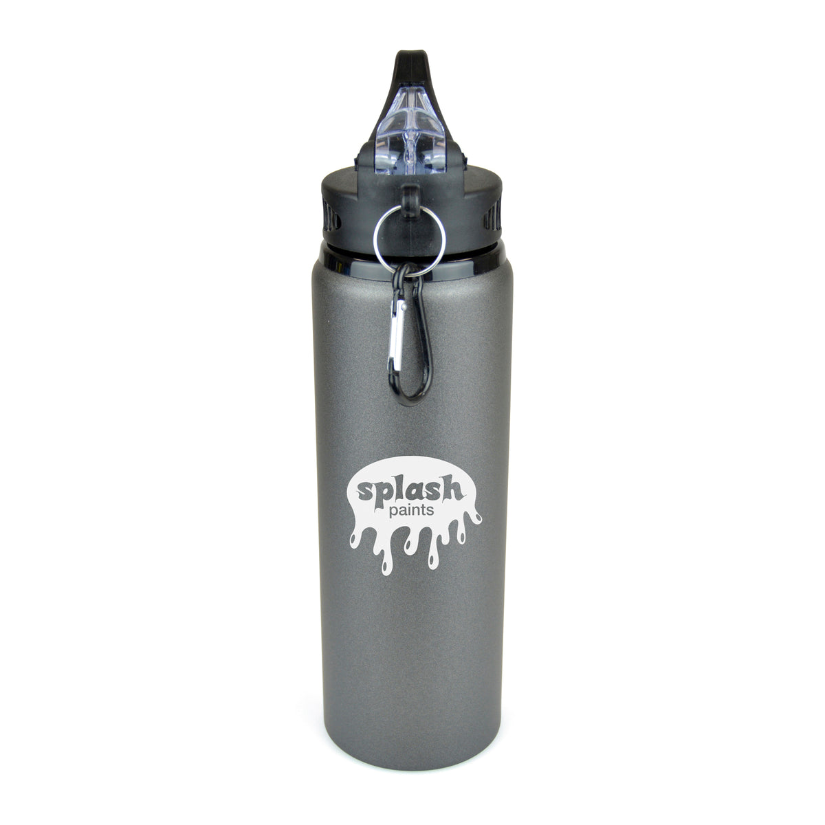Branded 800ml Aluminium Sports Bottle with Fold-Out Sipper in Gun Metal