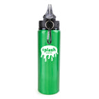 Branded 800ml Aluminium Sports Bottle with Fold-Out Sipper in Green