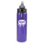 Branded 800ml Aluminium Sports Bottle with Fold-Out Sipper in Purple