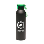 Branded 600ml Aluminium Sports Bottle with Silicone Strap in Green