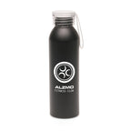 Branded 600ml Aluminium Sports Bottle with Silicone Strap in White
