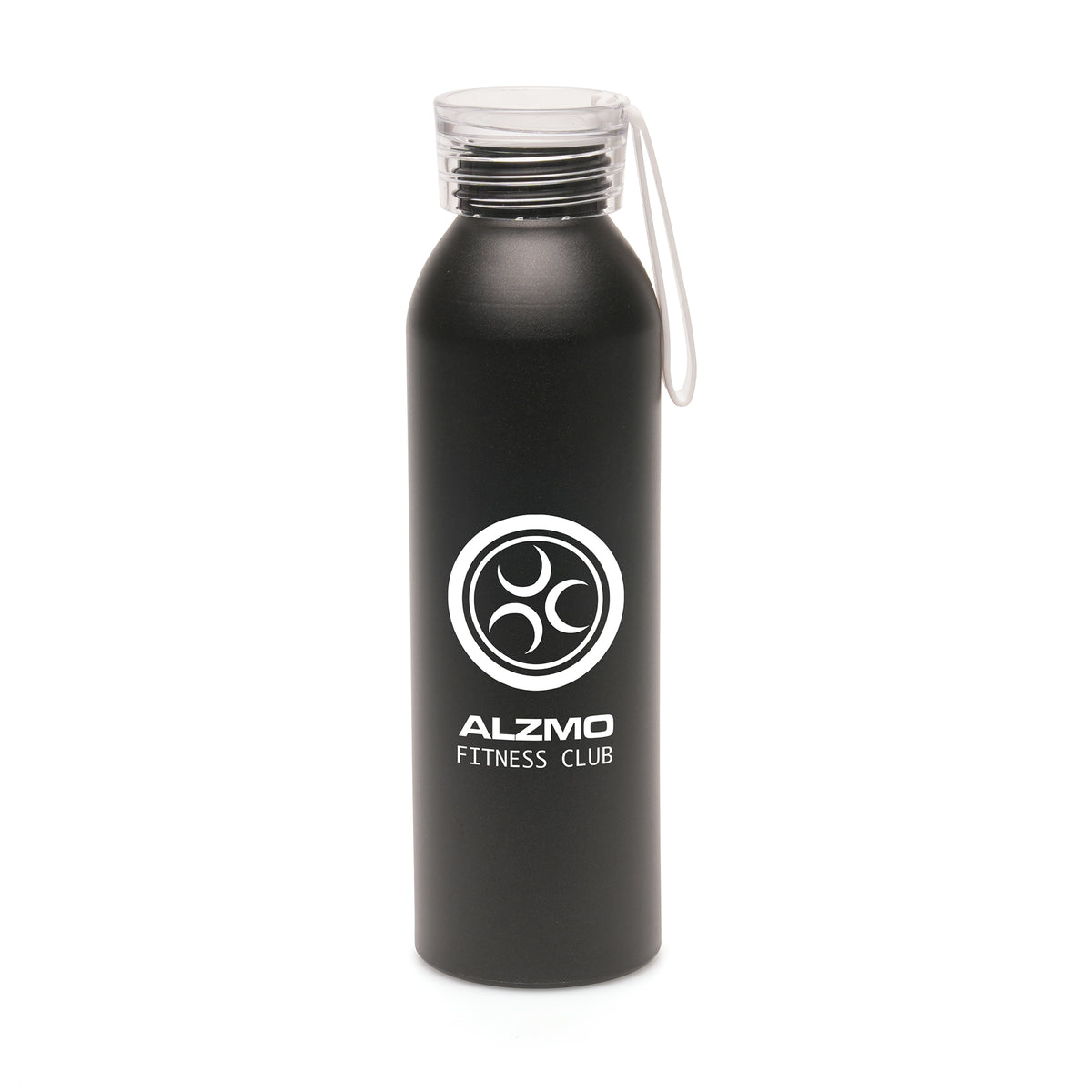 Branded 600ml Aluminium Sports Bottle with Silicone Strap in White