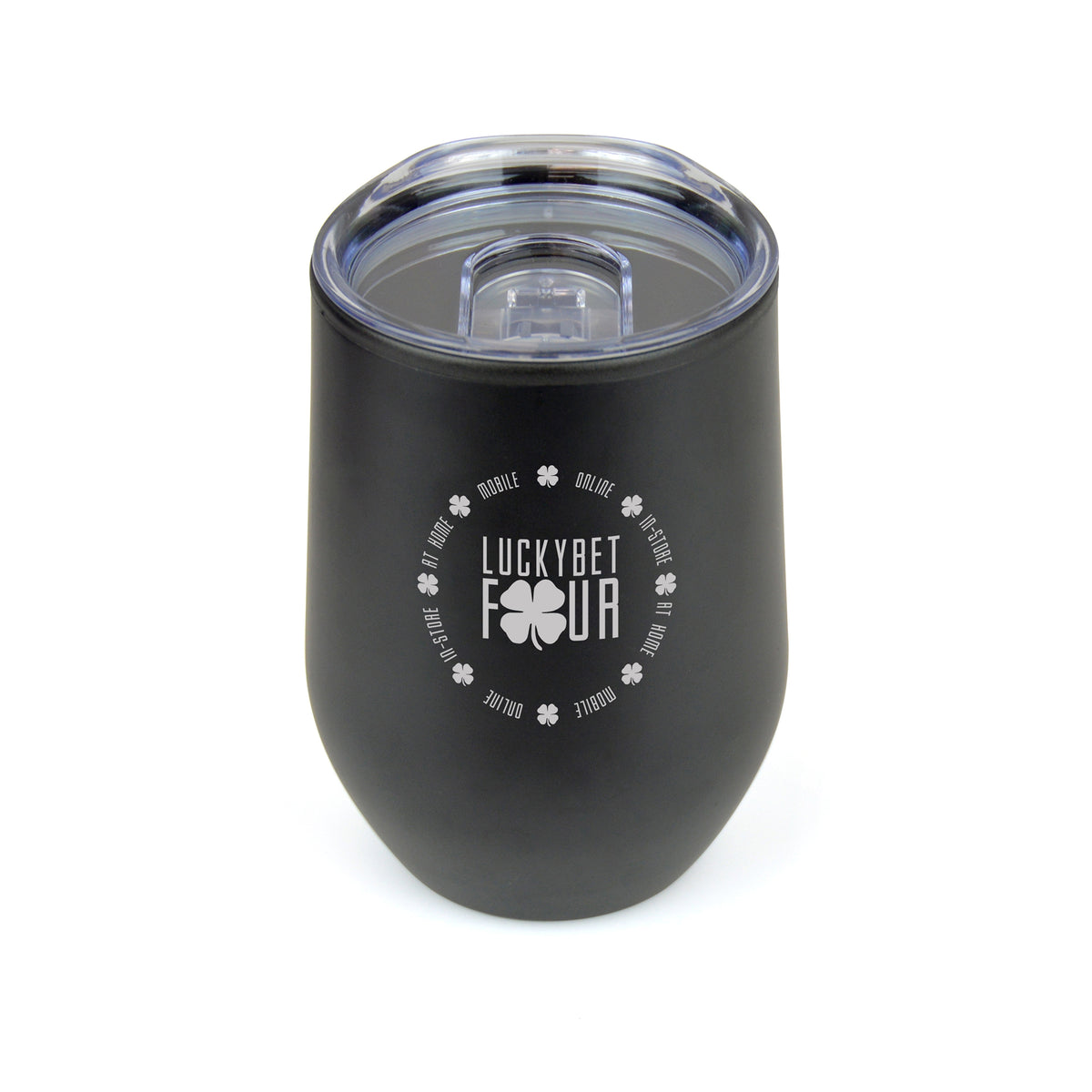 Branded 350ml Stainless Steel Tumbler with Sipper Lid in Black