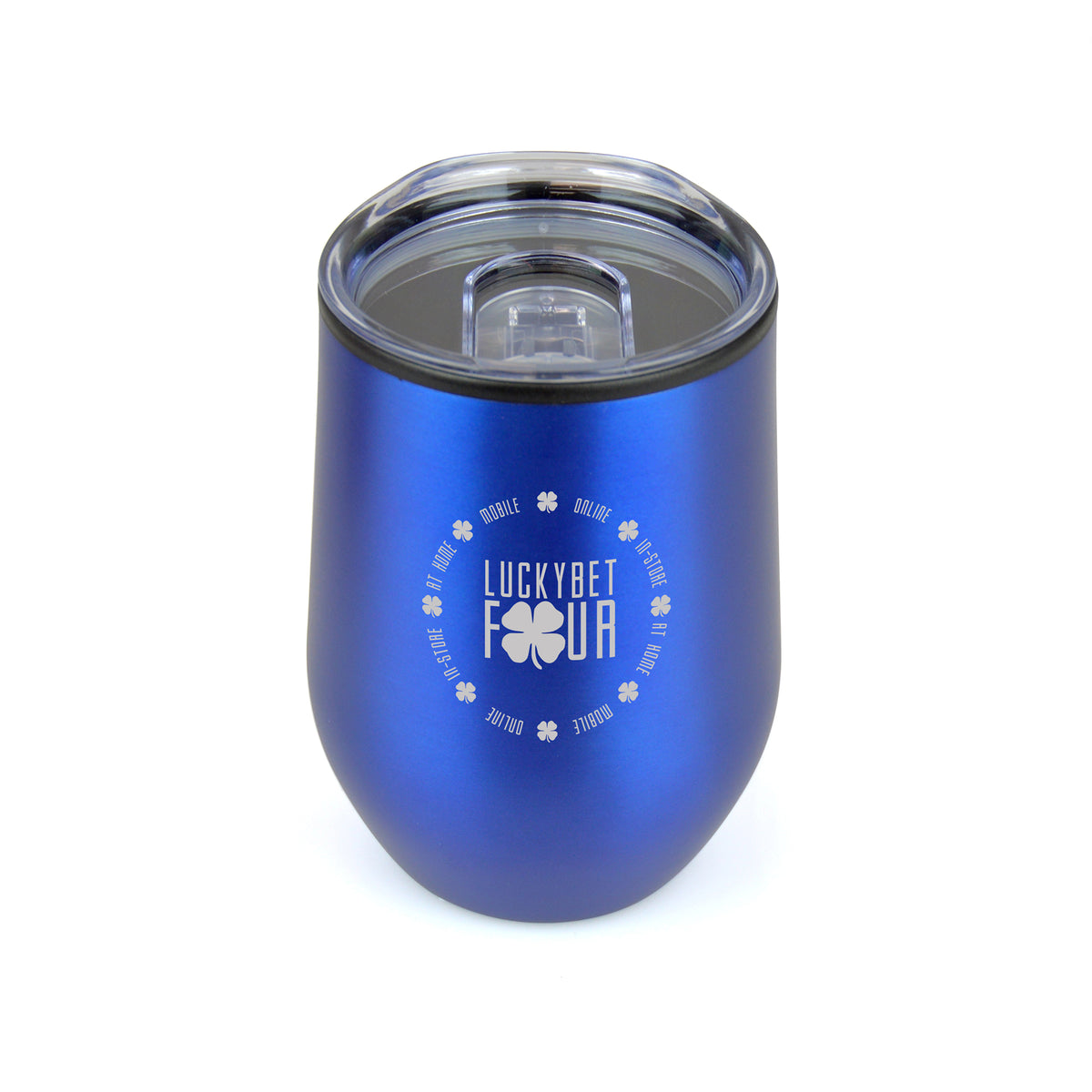 Branded 350ml Stainless Steel Tumbler with Sipper Lid in Blue