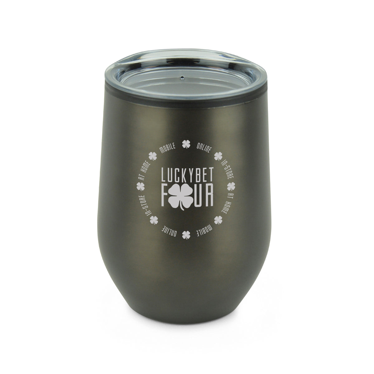 Branded 350ml Stainless Steel Tumbler with Sipper Lid in Gun Metal