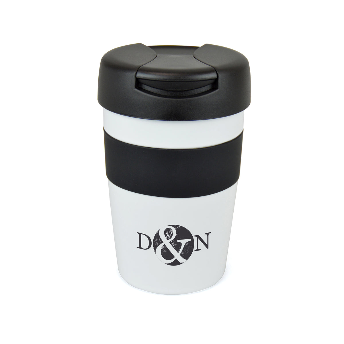 Branded 300ml Coloured Stainless Steel Tumbler with Grip Band in White