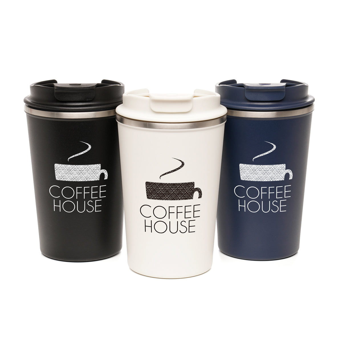 Branded 350ml Recycled Stainless Steel Tumbler with Flip Sipper
