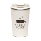 Branded 350ml Recycled Stainless Steel Tumbler with Flip Sipper in White