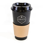 Branded 500ml Take Out Coffee Mug with Card Sleeve in Black