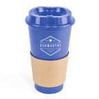 Branded 500ml Take Out Coffee Mug with Card Sleeve in Blue