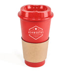 Branded 500ml Take Out Coffee Mug with Card Sleeve in Red