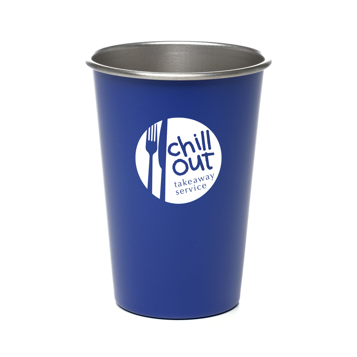 Branded 500ml Single Walled Recycled Stainless Steel Tumbler in Blue