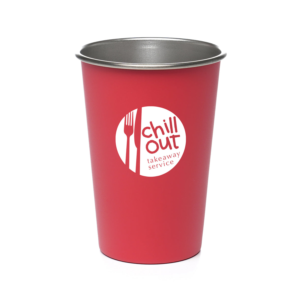 Branded 500ml Single Walled Recycled Stainless Steel Tumbler in Red