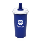 Branded 590ml Tumbler with Straw and Carry Handle in Royal Blue
