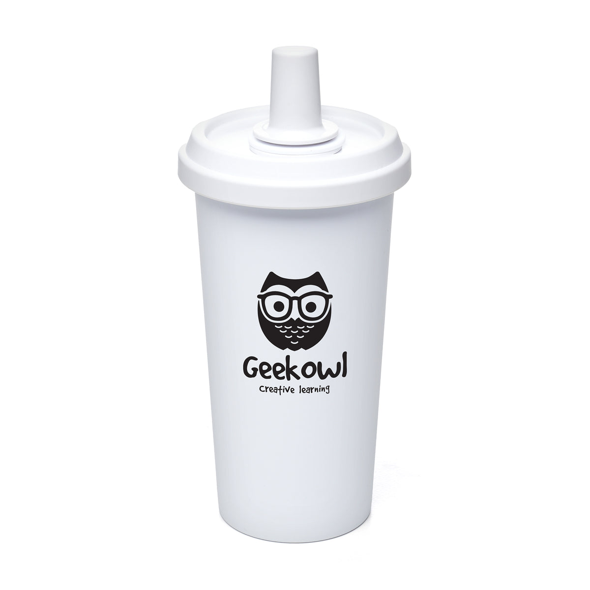 Branded 590ml Tumbler with Straw and Carry Handle in White