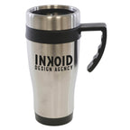 Branded 400ml Stainless Steel Travel Mug with Sliding Sipper in Black