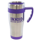 Branded 400ml Stainless Steel Travel Mug with Sliding Sipper in Purple