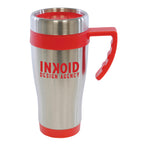 Branded 400ml Stainless Steel Travel Mug with Sliding Sipper in Red