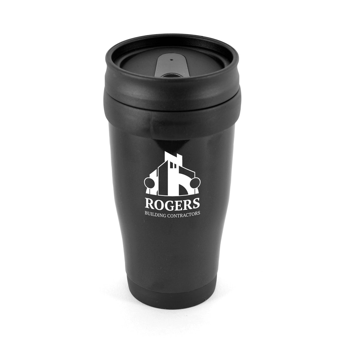 Branded 400ml Double Walled Tumbler with Sliding Sipper in Black