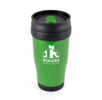 Branded 400ml Double Walled Tumbler with Sliding Sipper in Dark Green