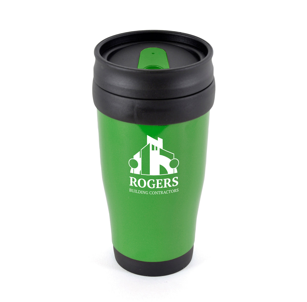 Branded 400ml Double Walled Tumbler with Sliding Sipper in Dark Green