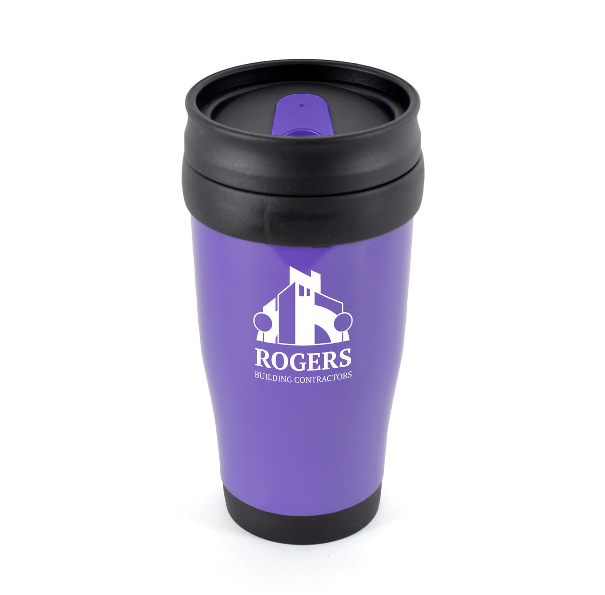 Branded 400ml Double Walled Tumbler with Sliding Sipper in Purple