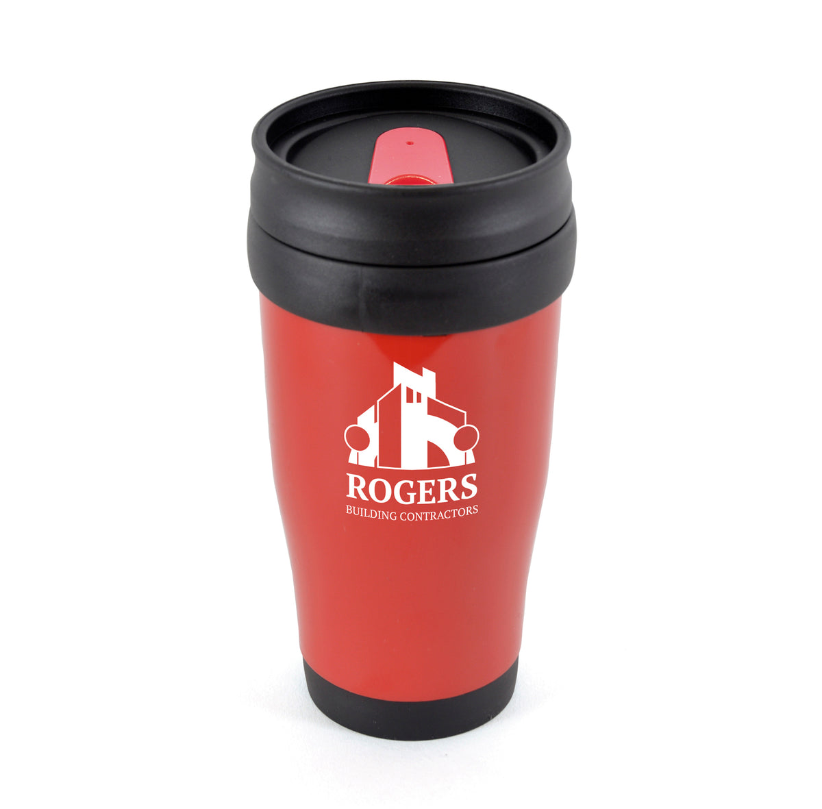 Branded 400ml Double Walled Tumbler with Sliding Sipper in Red