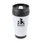 Branded 400ml Double Walled Tumbler with Sliding Sipper in White
