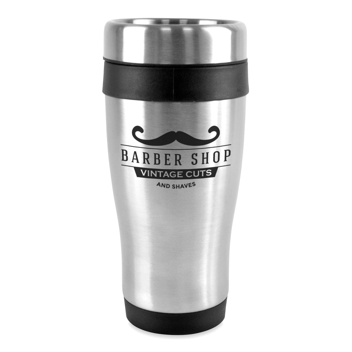 Branded 400ml Stainless Steel Tumbler with Screw Top Lid in Black