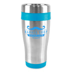 Branded 400ml Stainless Steel Tumbler with Screw Top Lid in Cyan