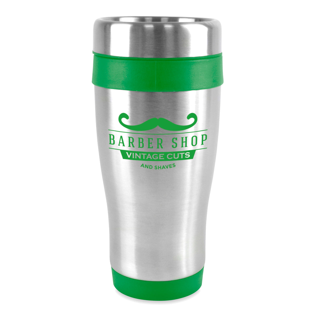 Branded 400ml Stainless Steel Tumbler with Screw Top Lid in Green