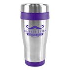 Branded 400ml Stainless Steel Tumbler with Screw Top Lid in Purple