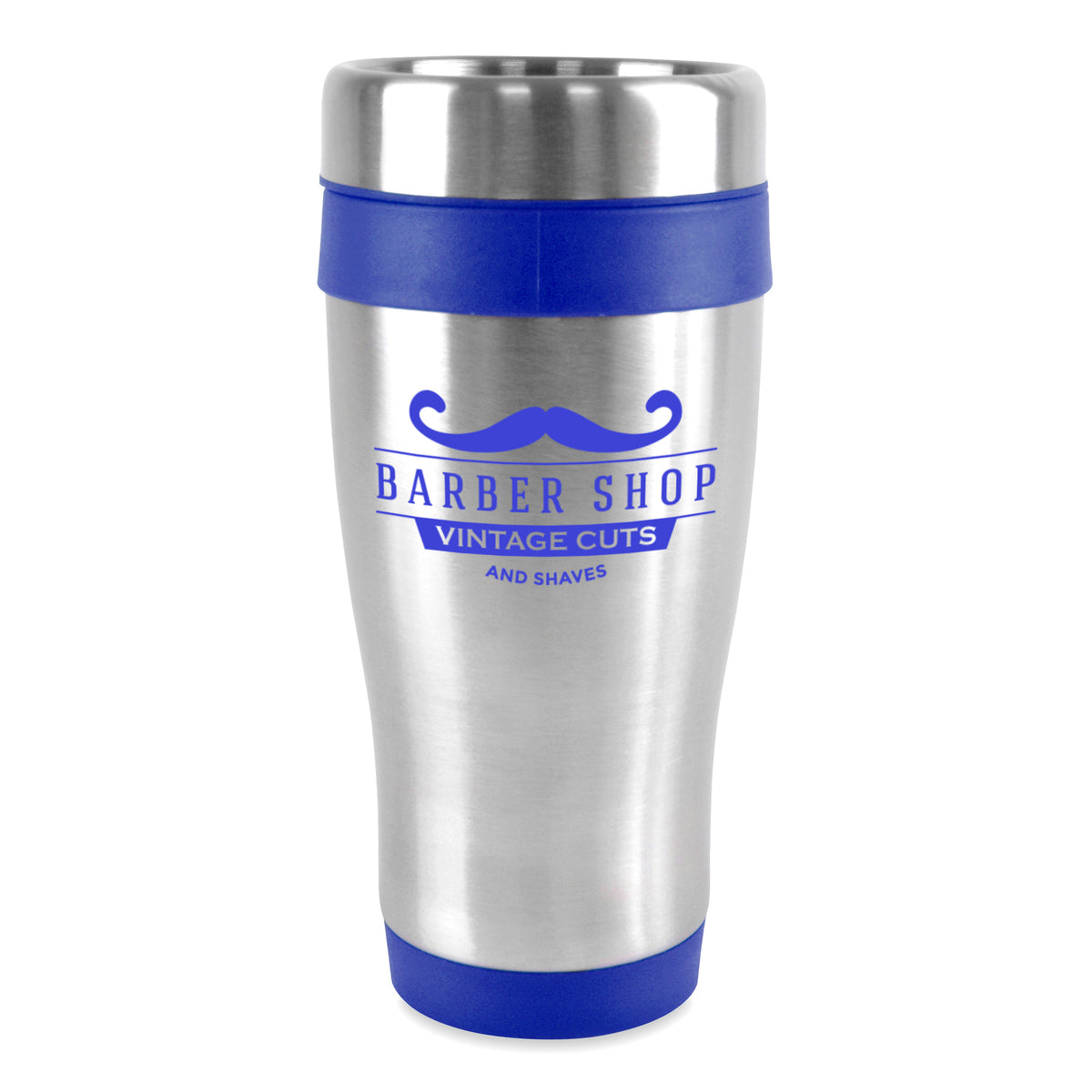 Branded 400ml Stainless Steel Tumbler with Screw Top Lid in Royal Blue