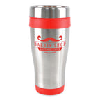Branded 400ml Stainless Steel Tumbler with Screw Top Lid in Red