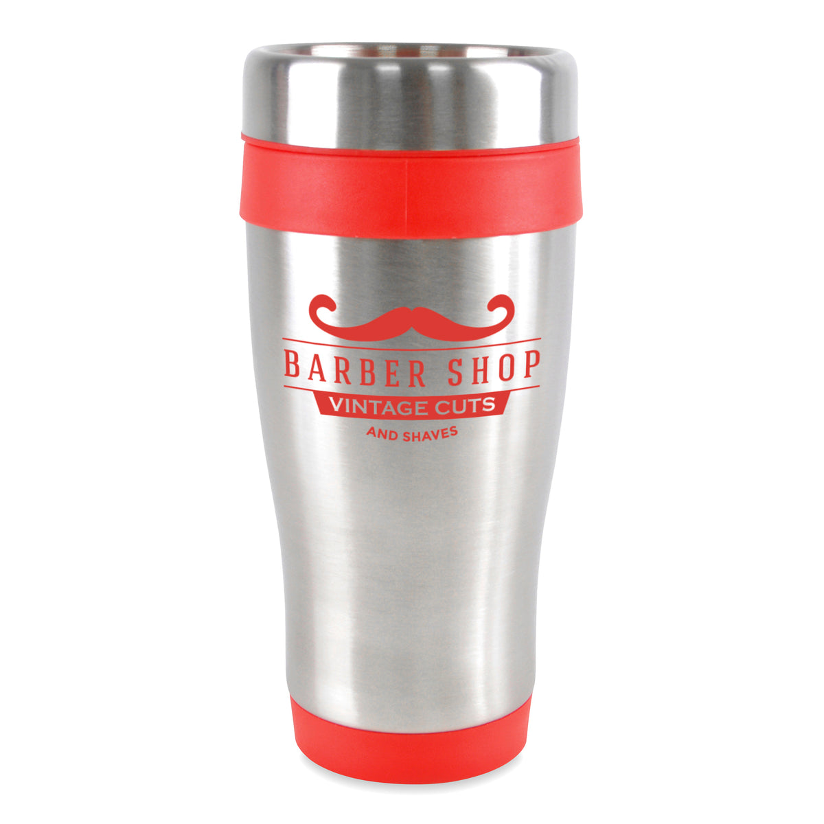 Branded 400ml Stainless Steel Tumbler with Screw Top Lid in Red