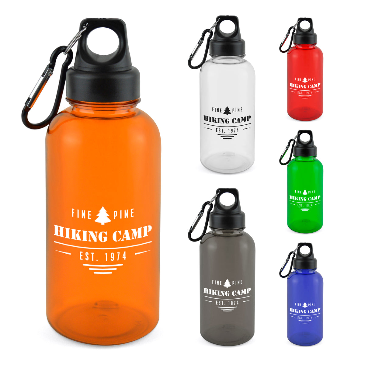 Branded 500ml Sports Bottle with Carabiner Clip