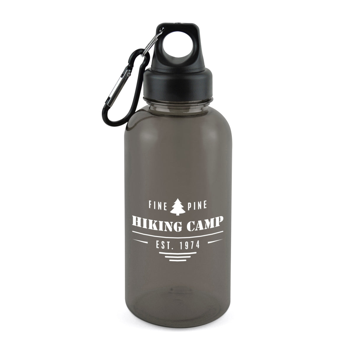 Branded 500ml Sports Bottle with Carabiner Clip in Black