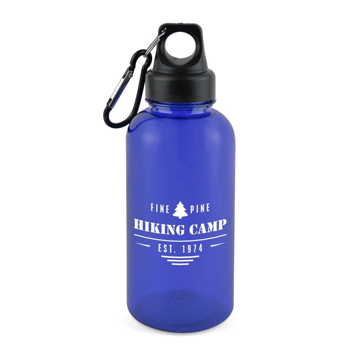 Branded 500ml Sports Bottle with Carabiner Clip in Blue