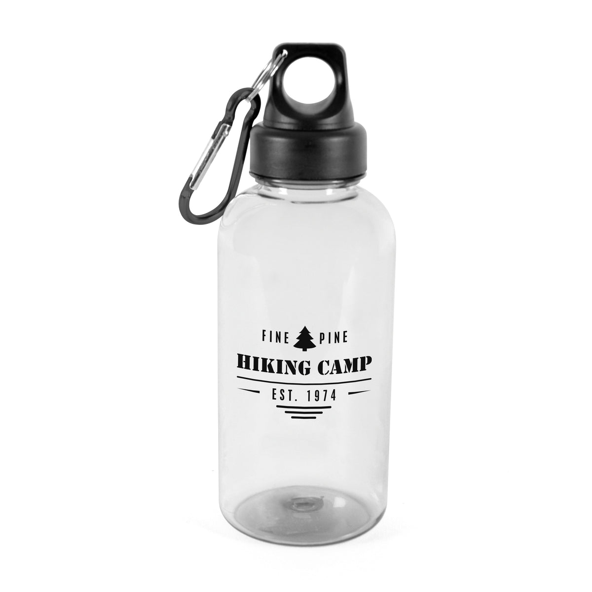 Branded 500ml Sports Bottle with Carabiner Clip in Transparent