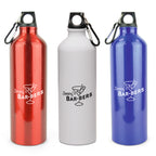 Branded 750ml Glossy Aluminium Sports Bottle with Carabiner