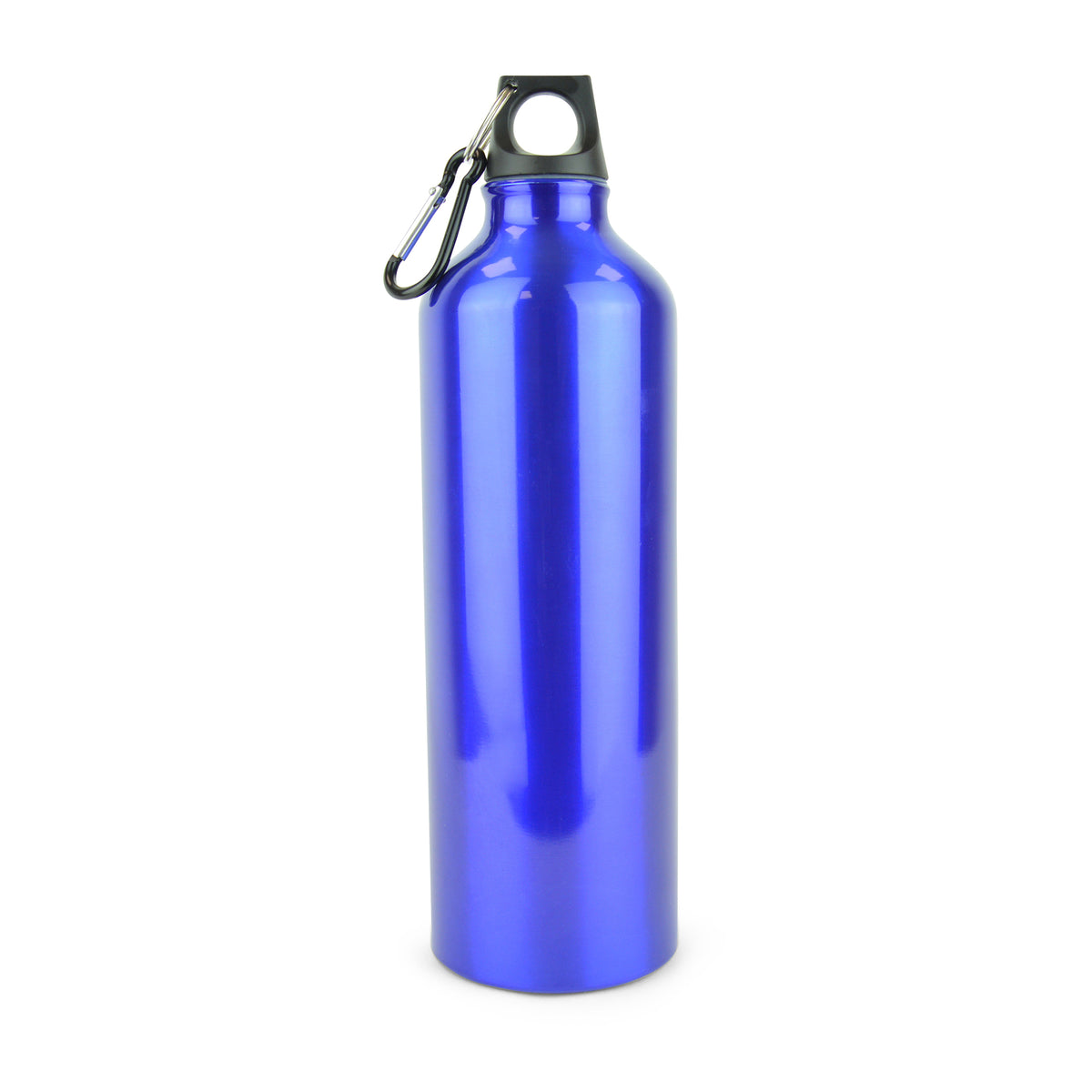 Branded 750ml Glossy Aluminium Sports Bottle with Carabiner