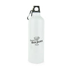 Branded 750ml Glossy Aluminium Sports Bottle with Carabiner in White