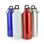 Branded 750ml Glossy Aluminium Sports Bottle with Carabiner