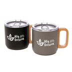 Branded 400ml Stainless Steel Travel Mug with Beech Wood Handle