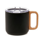 Branded 400ml Stainless Steel Travel Mug with Beech Wood Handle