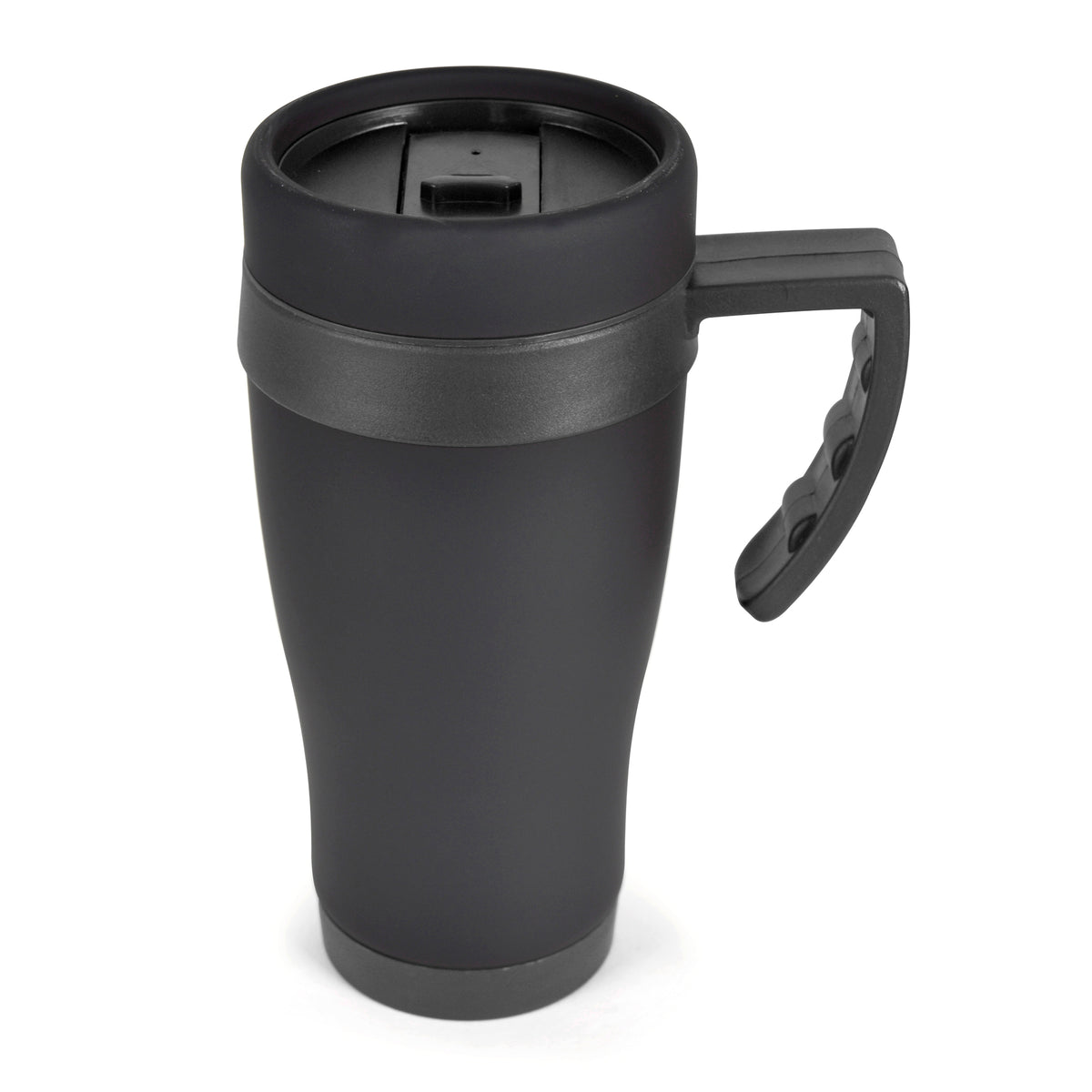 Branded 400ml Matt Black Stainless Steel Travel Mug