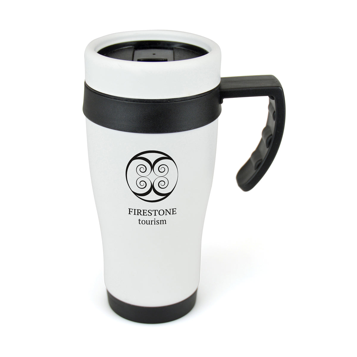 Branded 400ml Matt White Stainless Steel Travel Mug