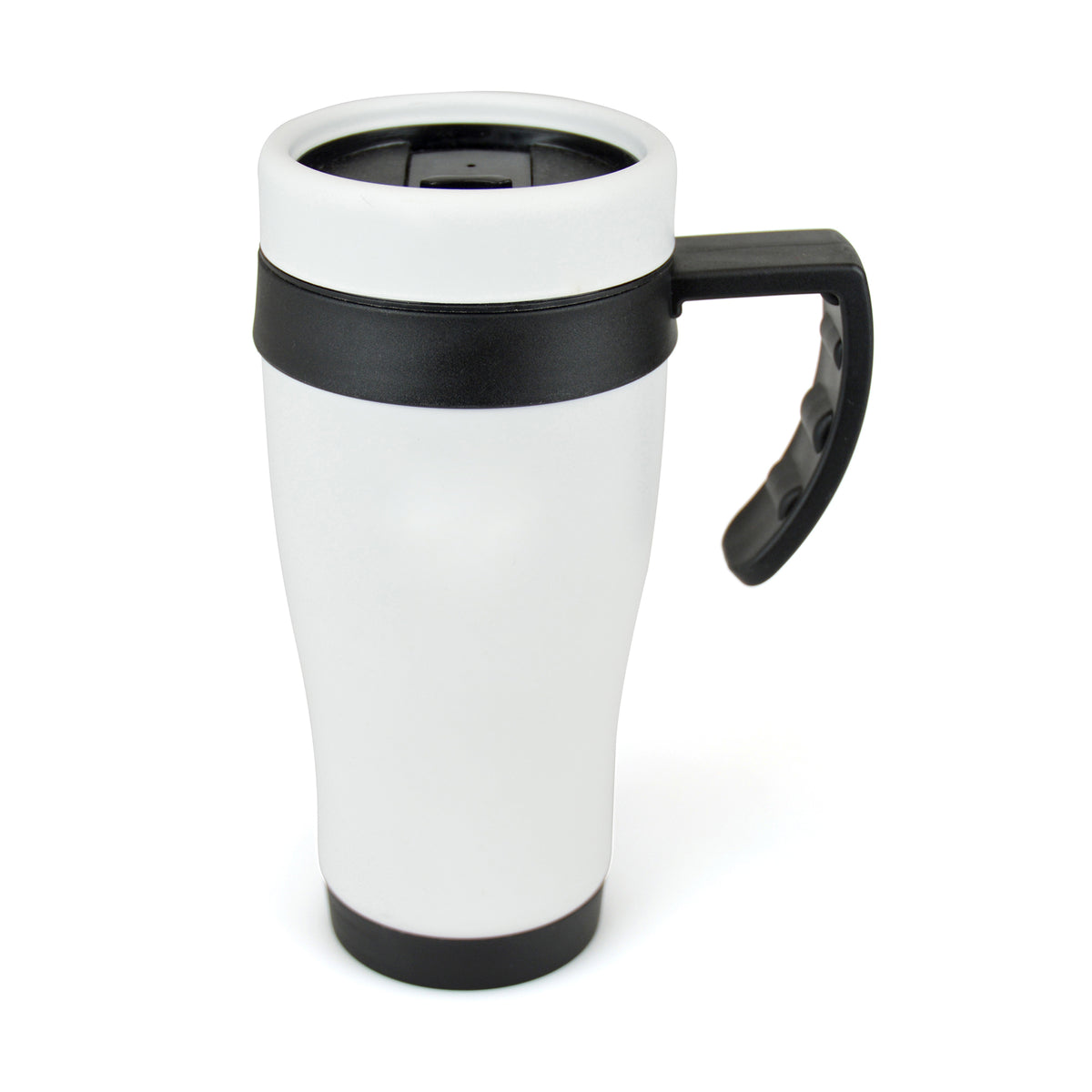 Branded 400ml Matt White Stainless Steel Travel Mug