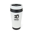 Branded 400ml Matt White Stainless Steel Tumbler with Black Trim